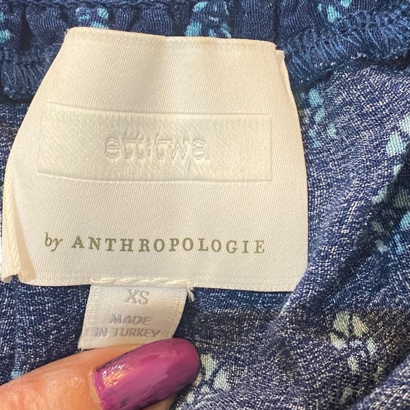 Anthropologie Ett Twa Romper Size XS One Piece Shorts Top Blue Floral Kaleo - Picture 13 of 16